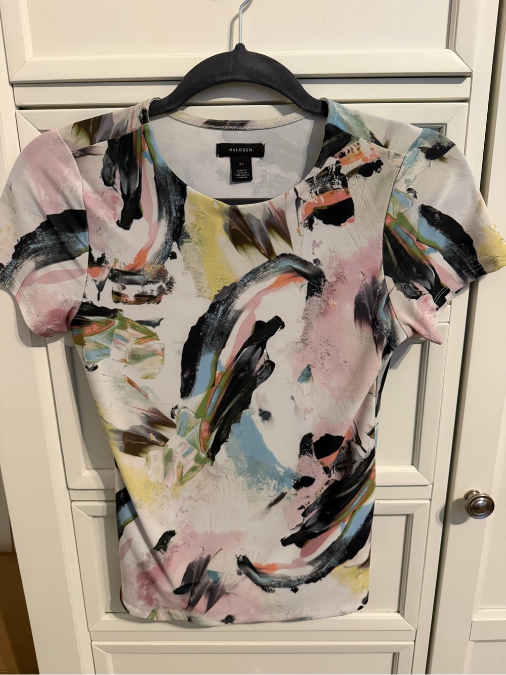 Halogen Multicolor Abstract Brushstroke Short-Sleeve Tee